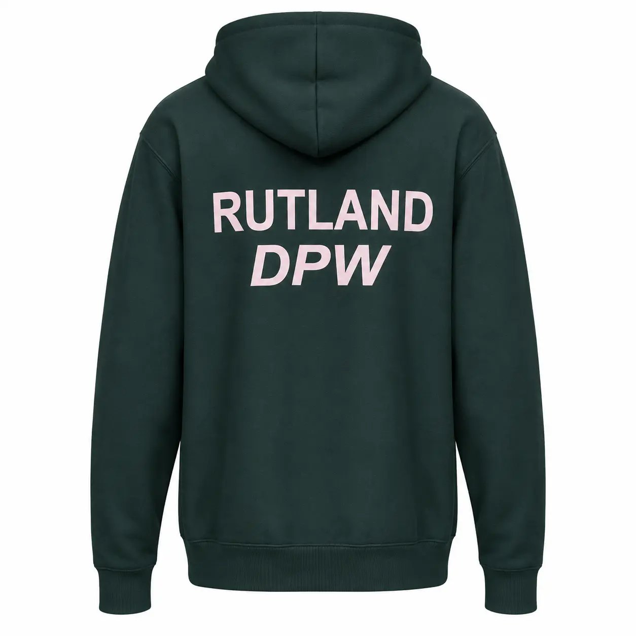 Rutland DPW hoodie — full back print — custom work by Ravage Designs