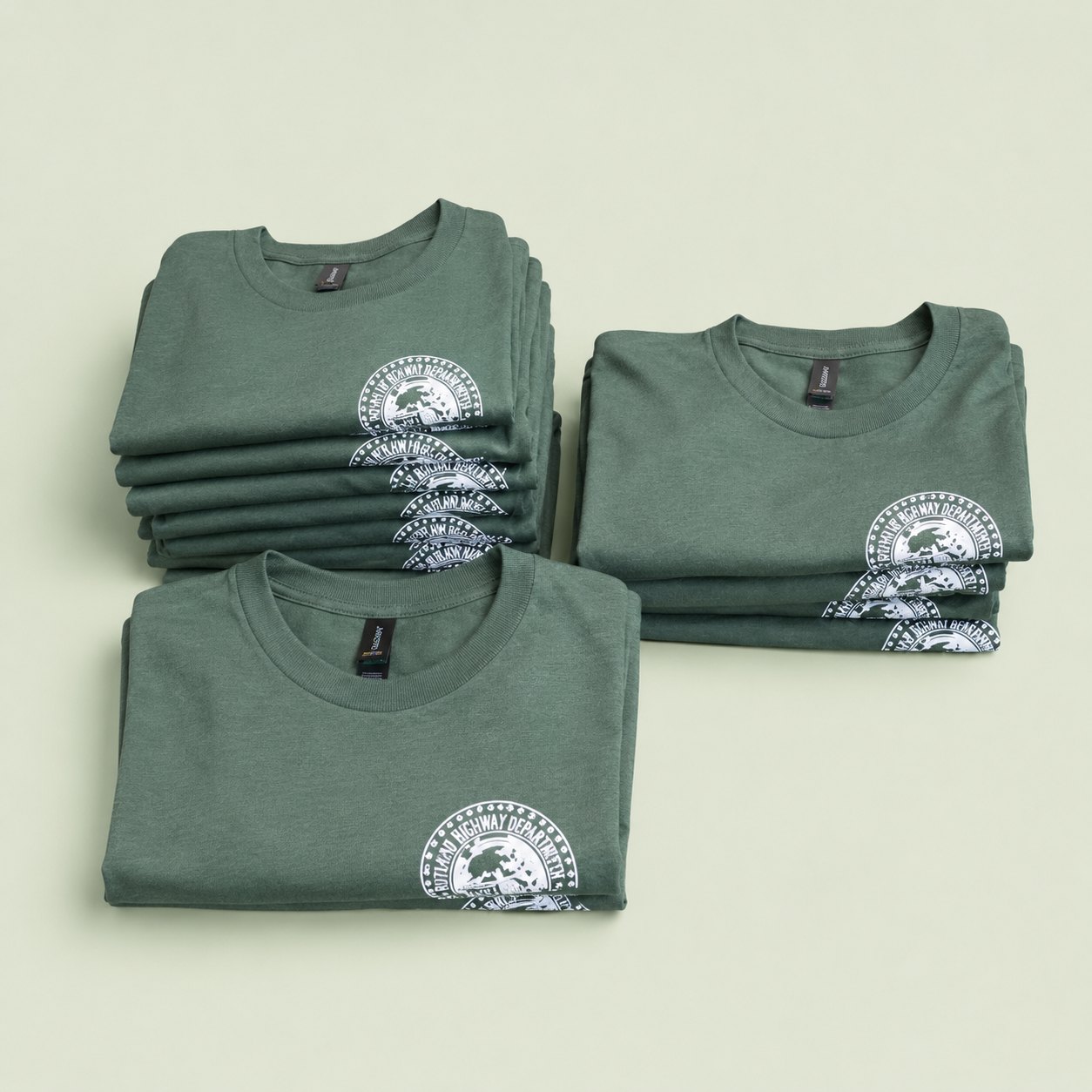 Rutland DPW folded tee run — custom work by Ravage Designs