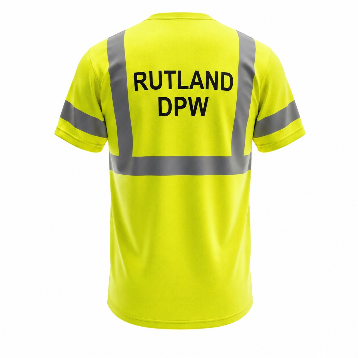 Rutland DPW hi-vis work shirt — back — custom work by Ravage Designs