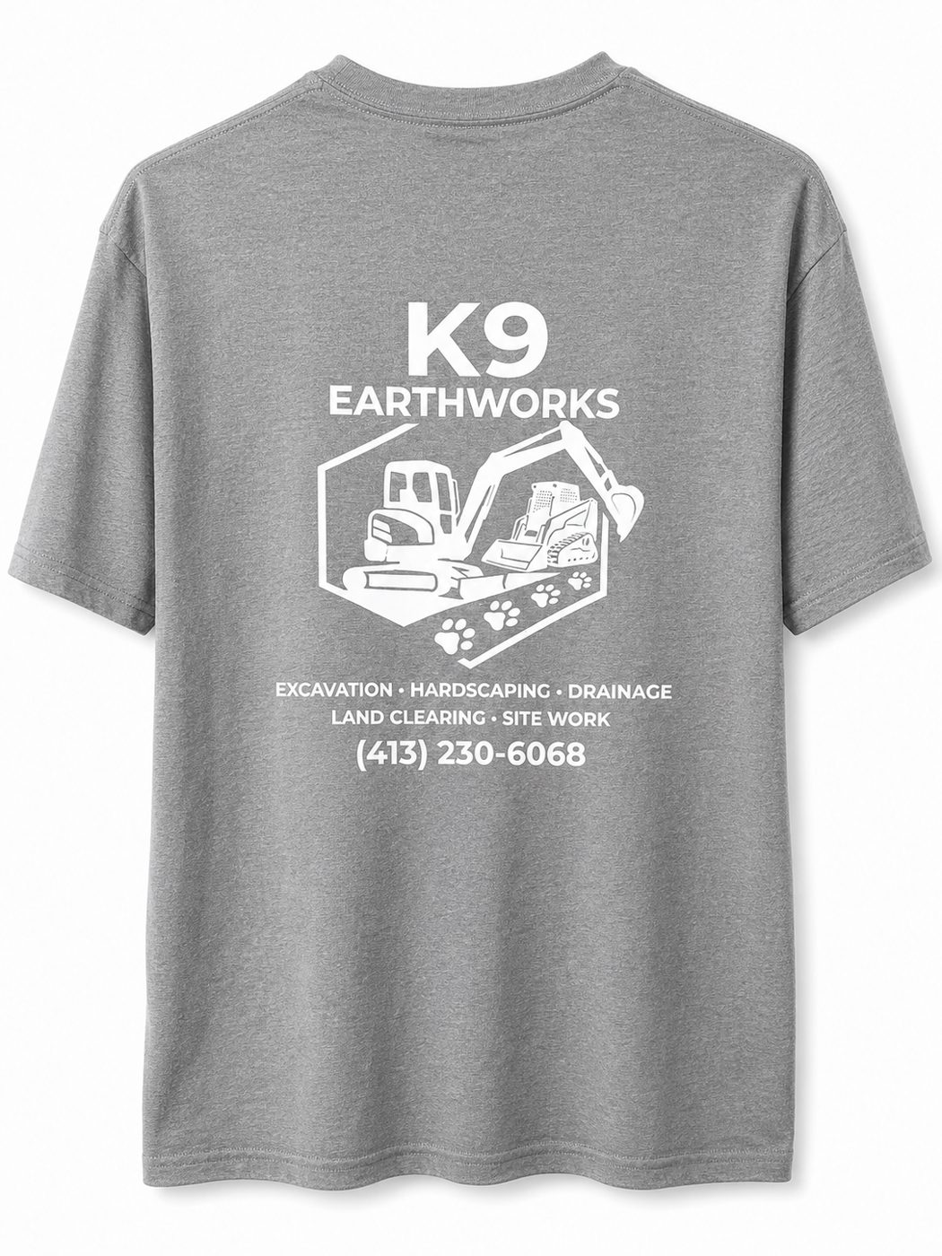 K9 Earthworks tee — full back print — custom work by Ravage Designs